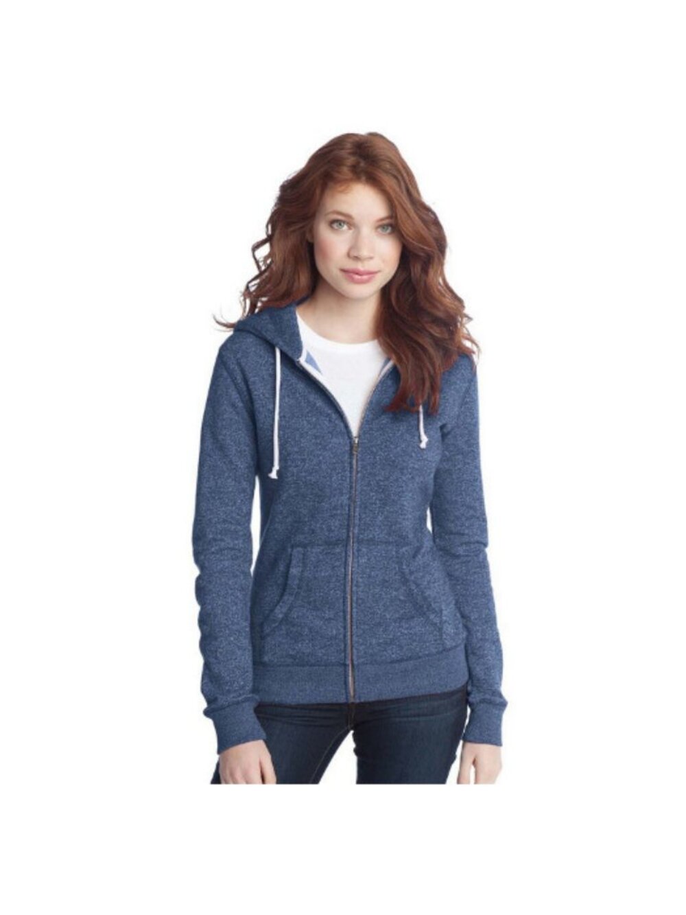 District DT292 Juniors Marled Fleece Full Zip Hoodie